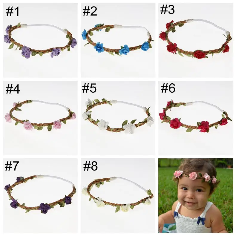 Yundfly Fashion Toddler Baby Girls Flower Wreath Garland Elastic Kids Floral Hairband