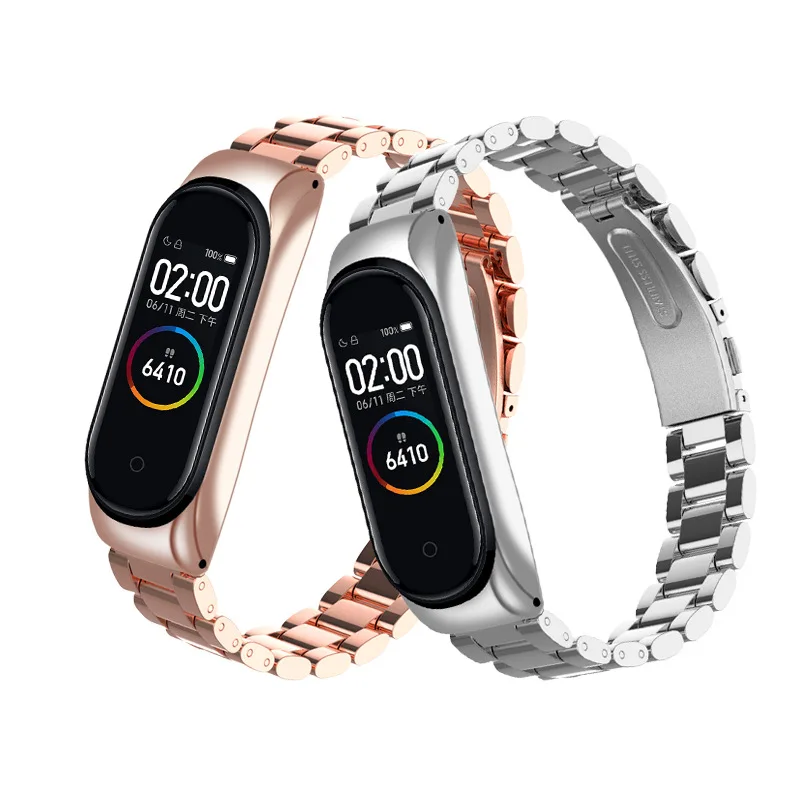 Pulseira de metal para xiaomi mi band 7 6 5 4 3 nfc pulseira inteligente de aço inoxidável pulseira de substituição para mi band 4 5 6 7
