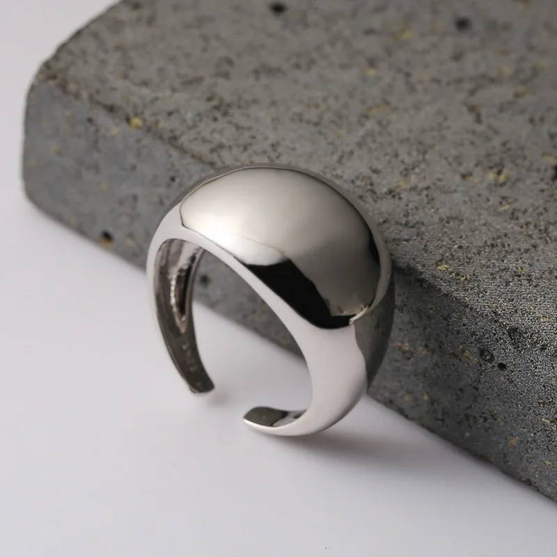 100% Genuine S925 Sterling Silver Ring Korean Order Round Arc Smooth Niche Fashion Personality Wild Wholesale Price