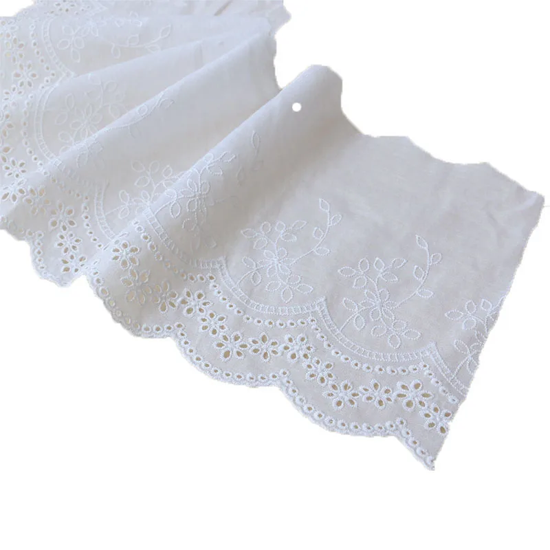 2YARD White cotton lace hand wide material curtain cotton cloth DIY lace accessories 20cm wide