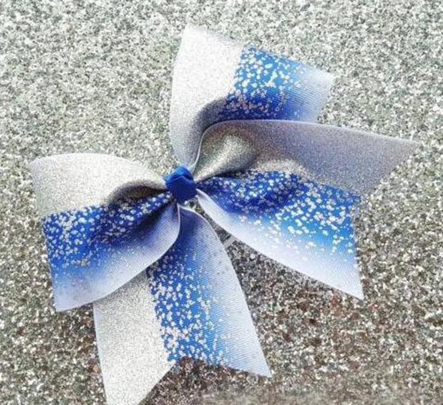 Wholesale 12pcs New Large Glitter 7.5inch Cheer Hair Bows for Cheerleading Teen Girls College Sports (Glitter Colorful gold