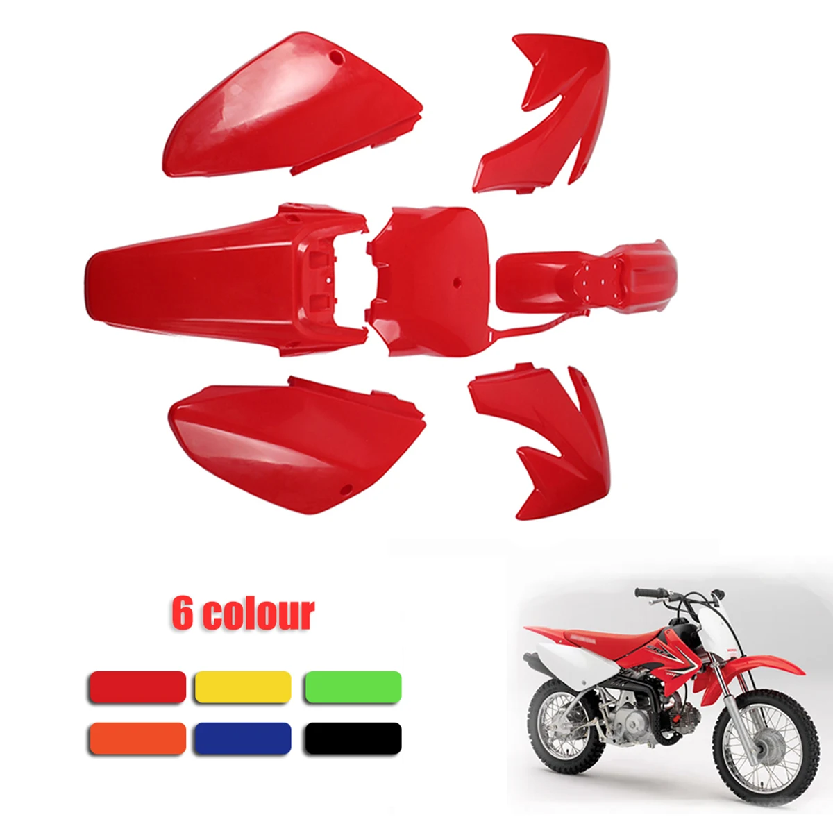 

full Plastic Fairing Set body Kits Plastic Fender For HONDA CRF70 50/70/90/110/125CC Dirt Pit Dirt Bike Plastic Motorcycle