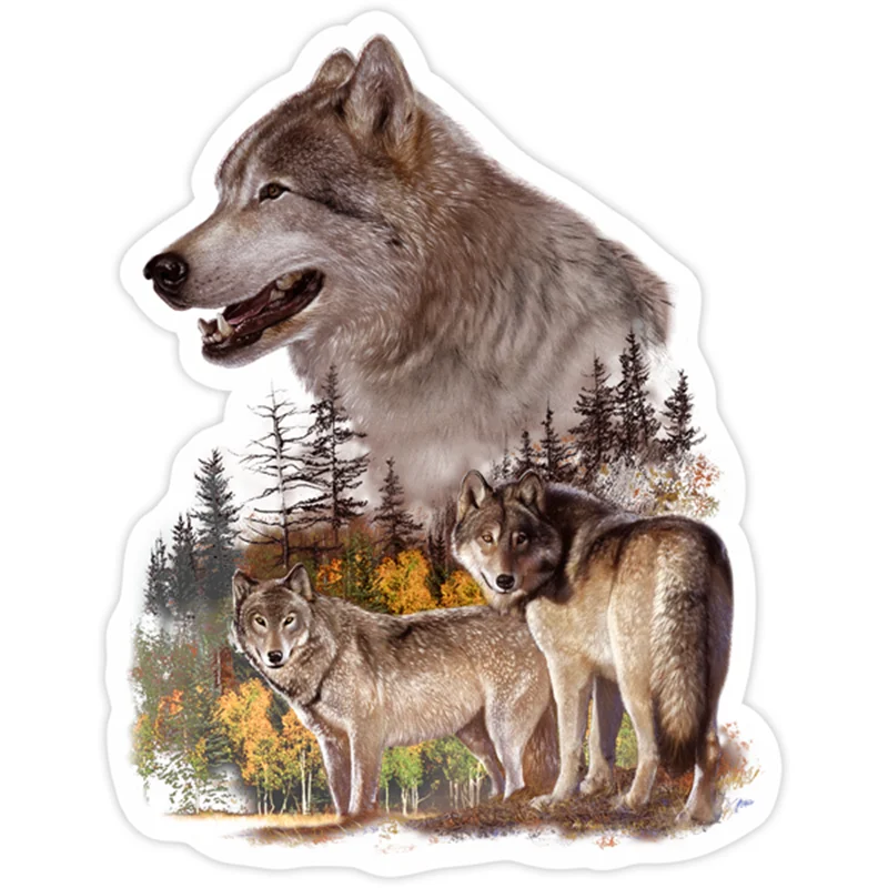 S40225# Various Sizes PVC Decal Couple of Wolves Car Sticker Waterproof on Bumper Rear Window Laptop Refrigerator Toilet