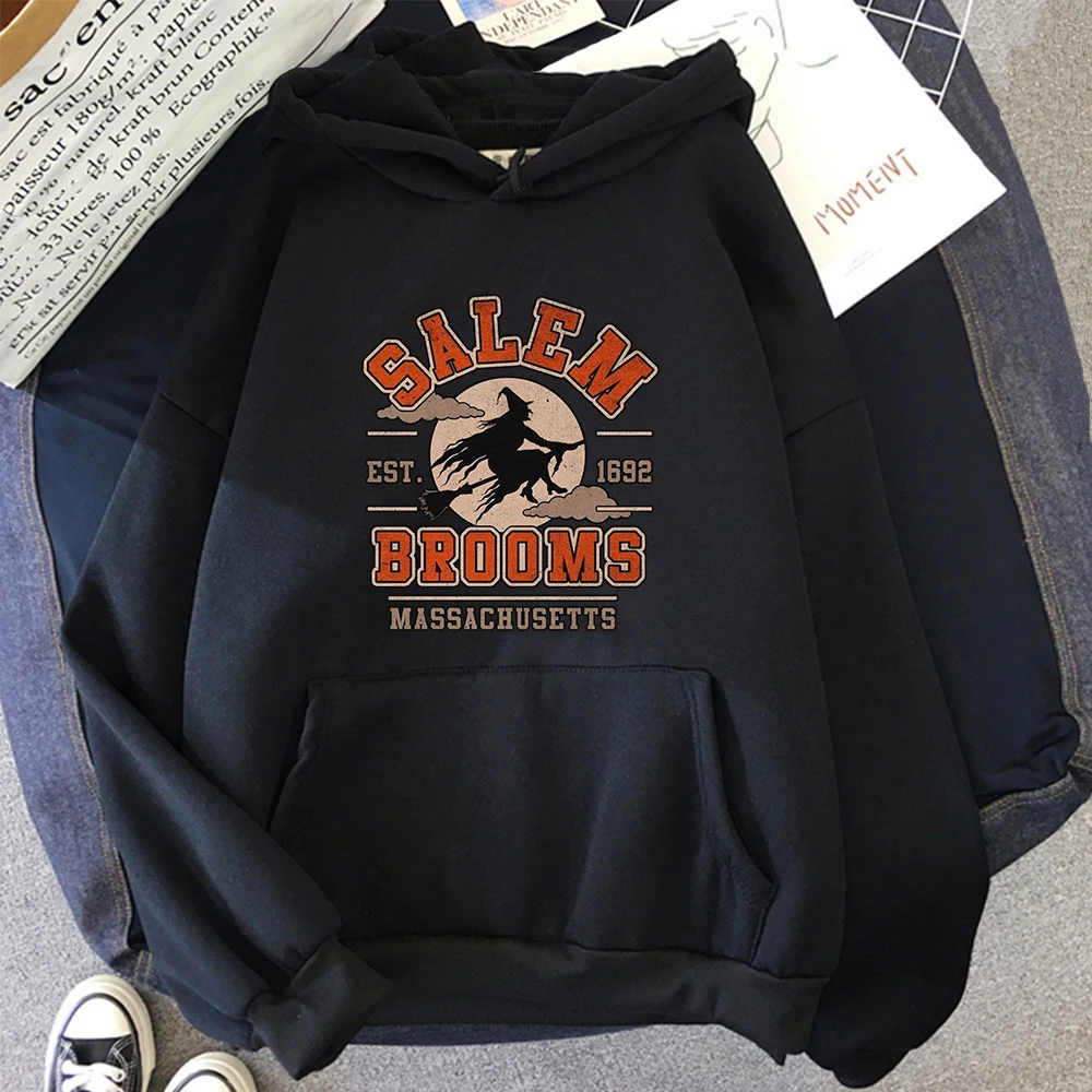 Halloween Heks Salem Bezems Oversized Essentials Hoodie Voor Mannen Straat Trainingspakken Mannelijke Hooded Sweatshirts Punk Herenkleding