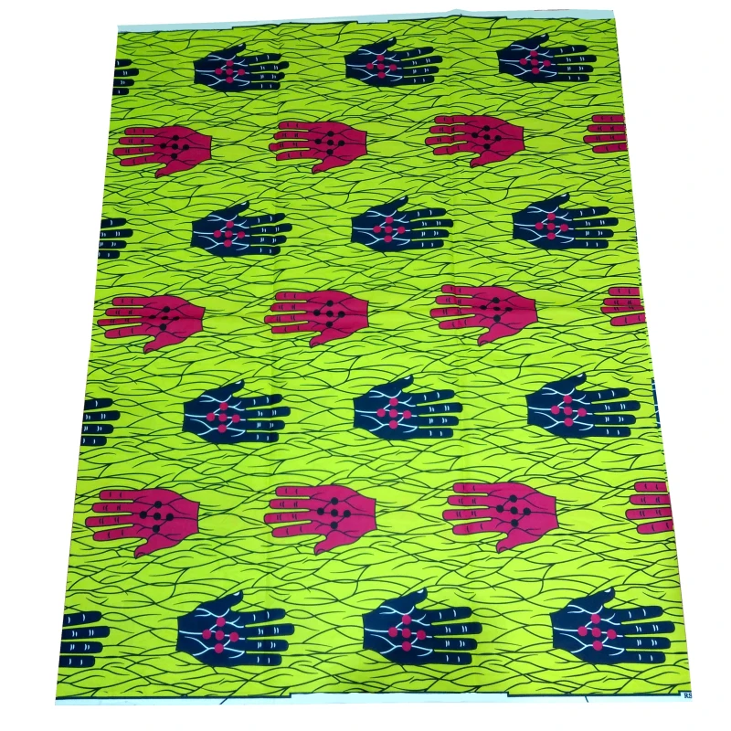 African Wax Green Hands Print for Dress 6 yards/piece African Wax Fabric 100% Polyester High Quality Real Wax Ankara Fabric