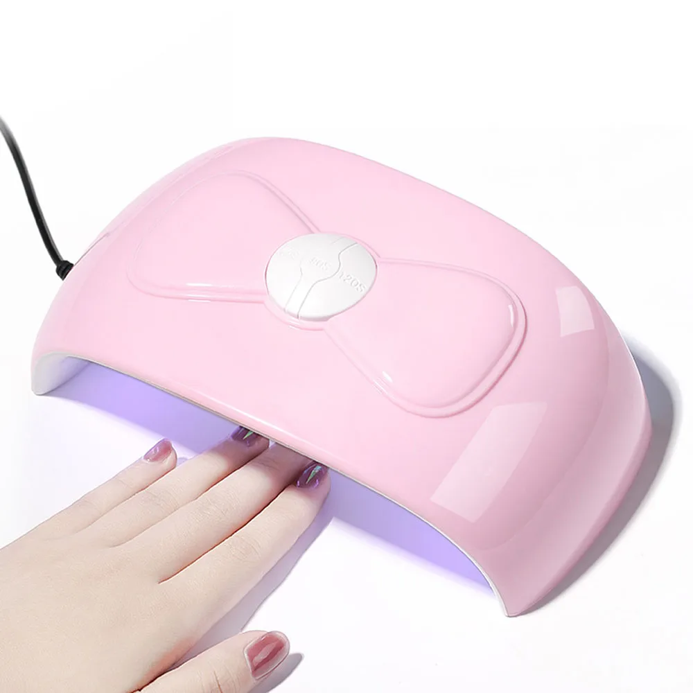 36W Pink Nail Art Dryer Machine LED Lamp Portable USB Charge Tools Nail UV/Acrylic/Builder/Gel Varnish Dryer Bow Tie Dryer Tr#48