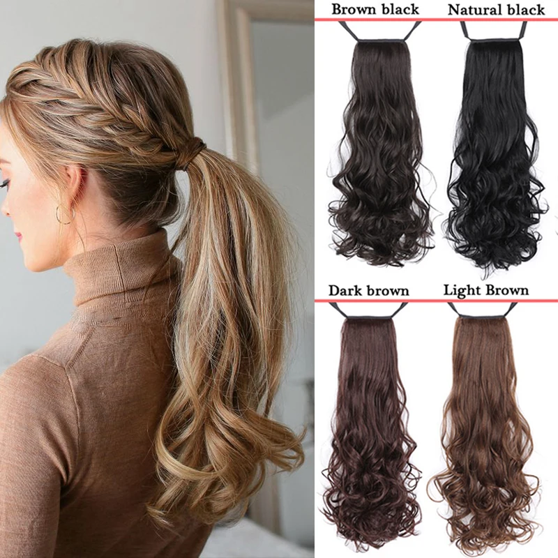 AILIADE Long Curly Hair Ponytail Clipped In The Hair Tail Wig Piece With Hair Clip Hair Extension Bandage Ponytail