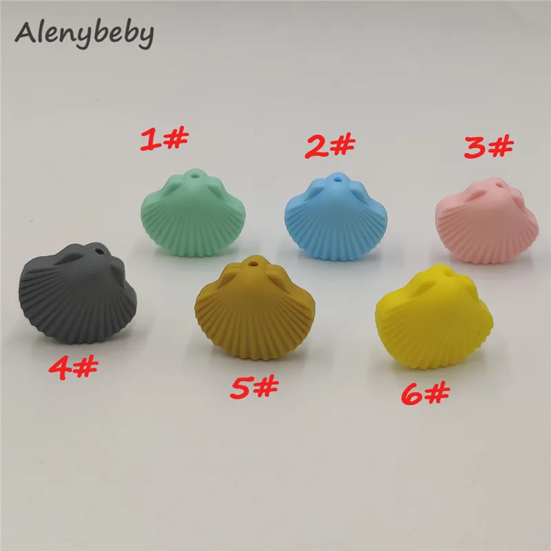 Mini Cute Silicone Shell Bead Animal Baby Teether Food Grade Infant Teething scallop Bead For DIY Nursing Necklace Accessories