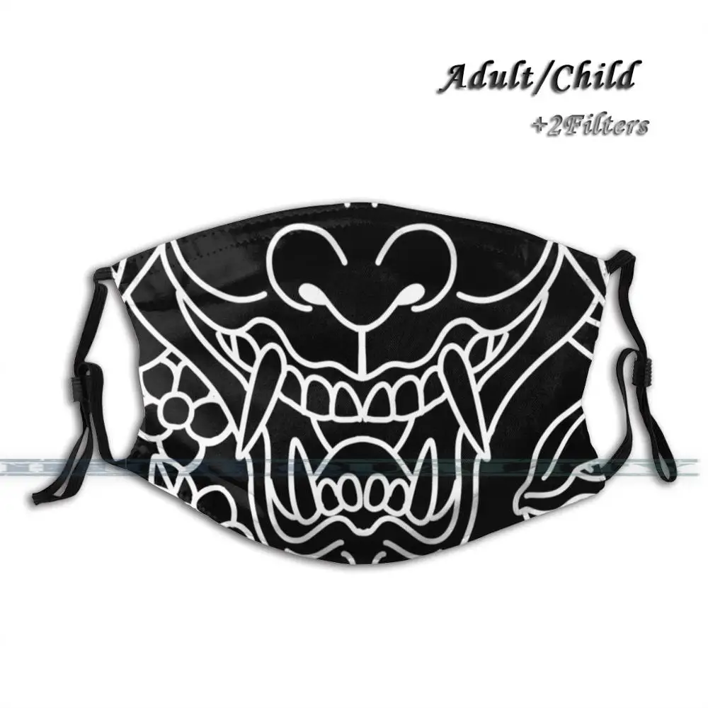 Majima Tattoo Linework Anti Pollution Dust Black Mask Washable And Reusable Pm2.5 Face Mouth Mask Hannya Demon Tattoo Snake