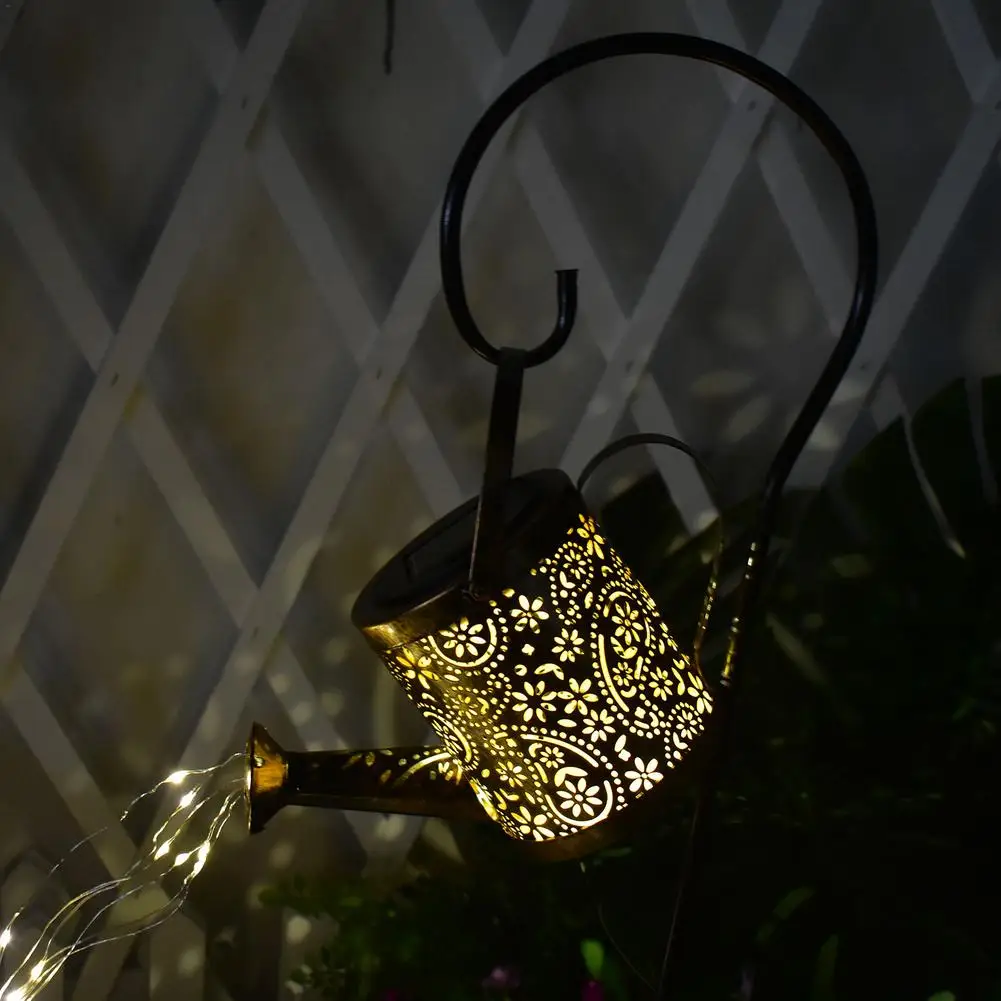 Creative Garden Solar LED Lights Watering Can Sprinkles Star Art Lamp Twinkle Shower Fairy String Lights Street Decor Lawn Lamp