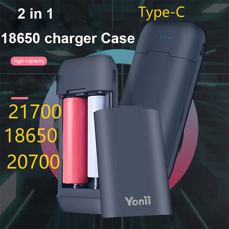 18650 Battery Charger Case 5V 2A USB Type-C Charging DIY Power Bank Box Case for 18650 217000 20700 Lithium Battery Charger Box