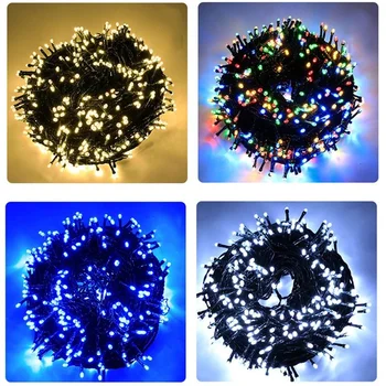 Guirnalda de luces impermeables para jardín, 8 modos, 10M, 20M, 30M, 50M, para interior y exterior, fiesta, boda, decoración navideña