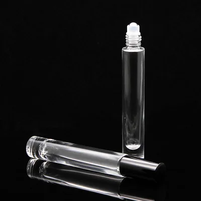 10pcs/lot Natural Gemstone Roller Ball Bottle 10ml Essential Oil Roll On Thick Glass Bottles With Crystal Chips Bottle