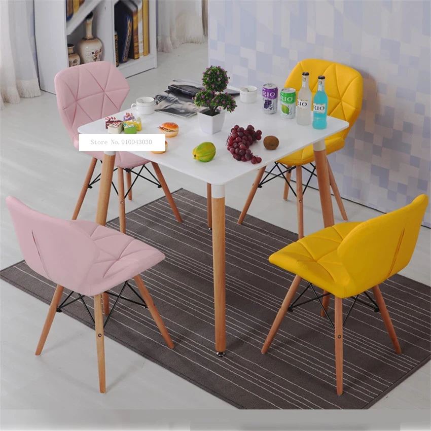 Wooden Leg Leisure Chair Modern Creative Living Room Chair Simple Household Coffee Dining Chair Backrest Office Computer Chair