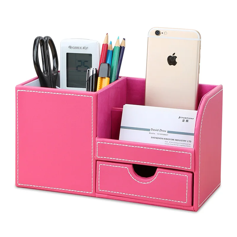 Multi-Functional Pen Pencil Holder Office Desk Stationery Organizer Wooden Storage Boxes Card Holder Valentine's Day Gift