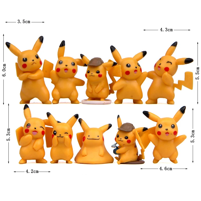 10pcs/lot Takara Tomy Pikachu Action Figures Toys DIY Pocket Monster PVC Collection Model Toy for Children Christmas Toys Gifts