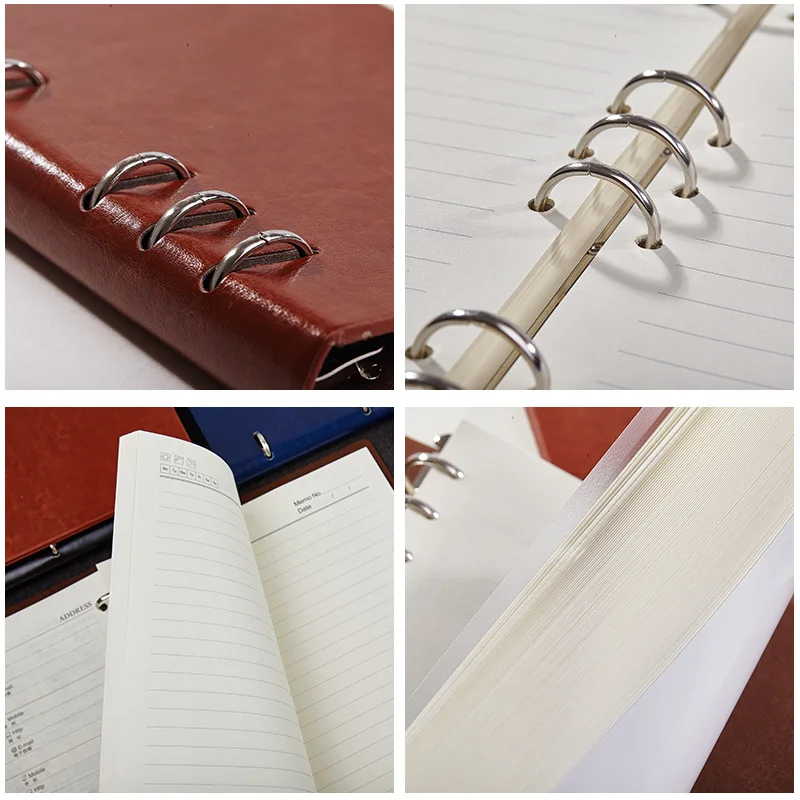 4 สี A5 A6 PU หนัง DIY Binder Notebook Diary Agenda Planner กระดาษโรงเรียน Stationer