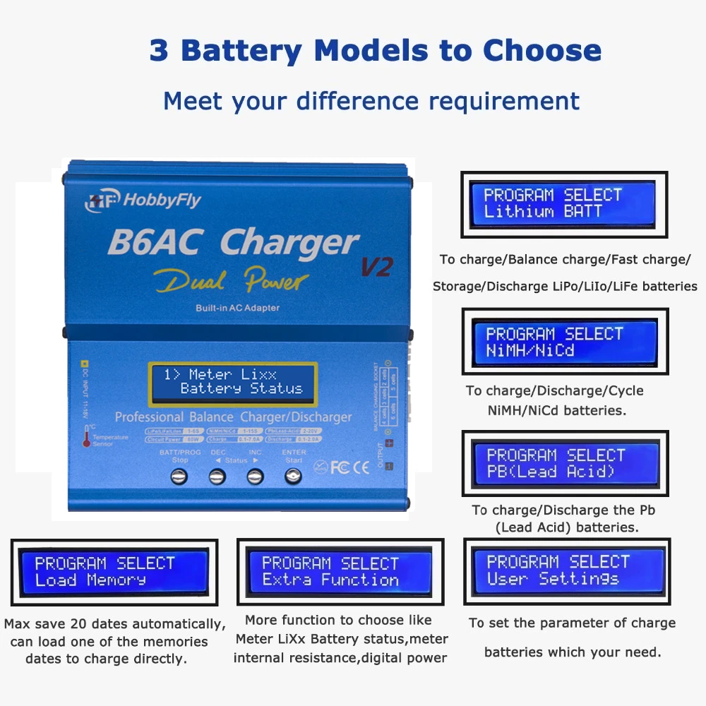 2021 New 80W IMAX B6AC V2 Smart Digital Balance Charger For RC Helicopter Re-Peak NiMH NiCD LiHV NiCd PB Li-Ion Battery Charger