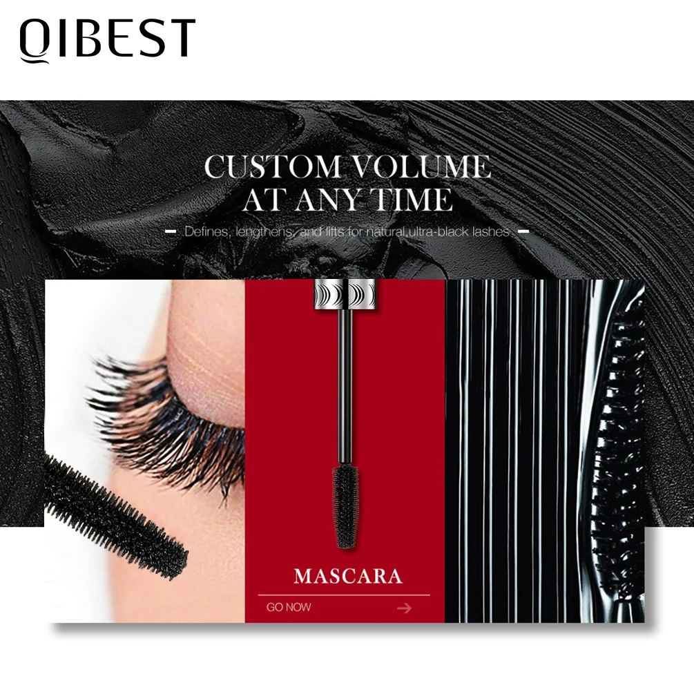 QIBEST Maquillage Mascara Noir 4D Curling Mascara Épais Volume Cils Maquillage Étanche Allongement Mascara Yeux Cosmétiques