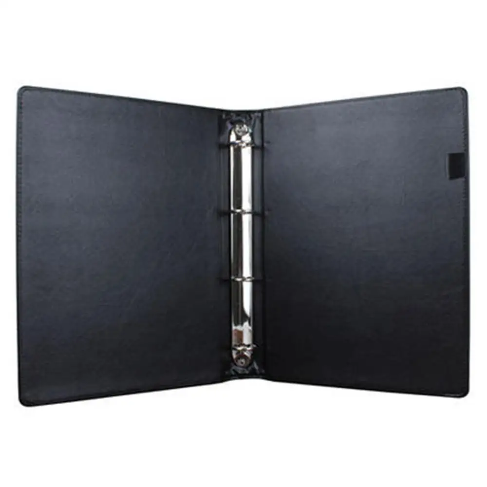 Pen Holder Faux Leather Cover Folder 4 Rings , Heavy Durable A4 Custom Handmade Binder With transparent pockets