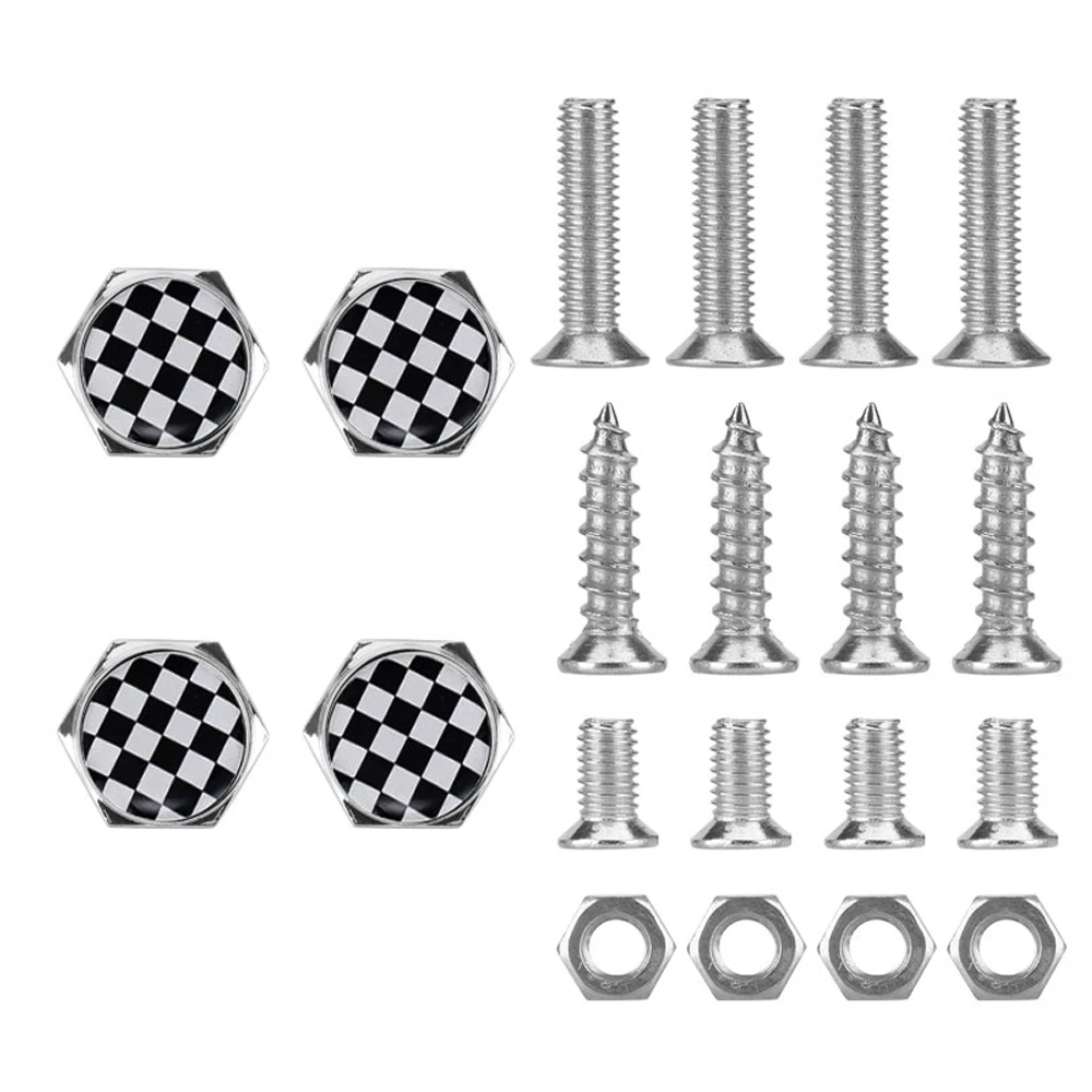Laser Etched Silver For Jaguar License Plate Frame Fastener Black Screws Cap