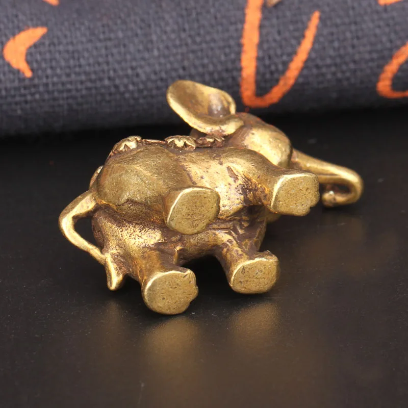 Vintage Copper Cute Animal Elephant Statue Desktop Decoration Ornaments Metal Brass Crafts Figurines Miniatures Bronze Crafts