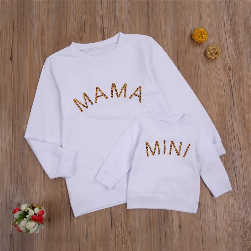 Newest 1PC Mother and Boys/Girls Long Sleeve Letter Print Hoodies Sweatshirt Spring Autumn Family Matching Tops Outfits