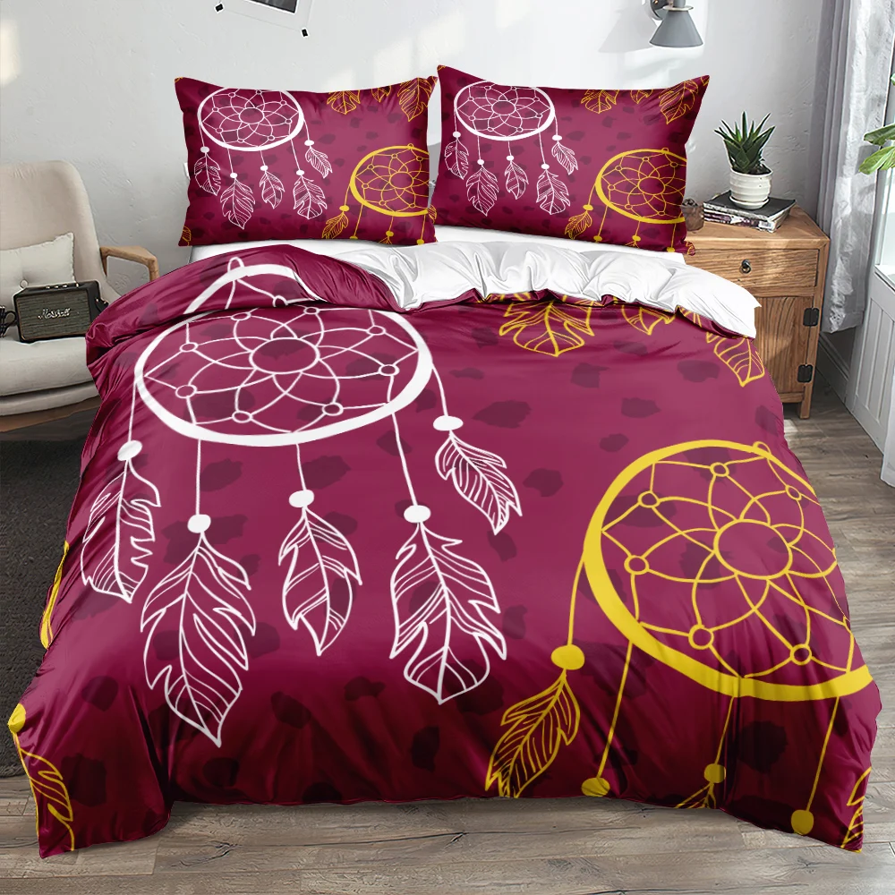 3D Custom Desgin Bohemian Red Duvet Cover Set Bedclothes Pillow Shames Set Quilt Covers King Queen Full Twin Size Home Texitle