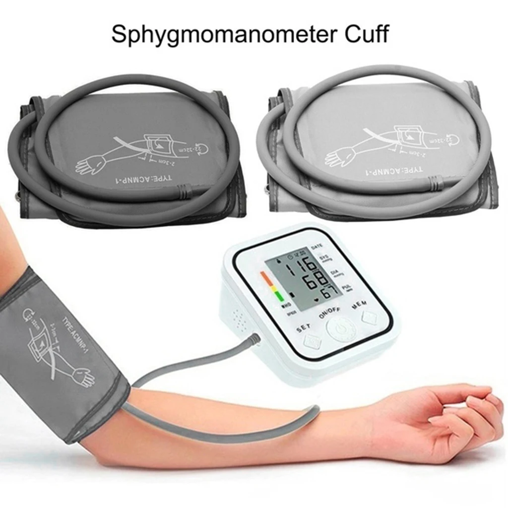 Adjustable Adult Large Arm Blood Pressure Monitor Cuff Replacements Gray Silver Gray, Great For Adults Elderly And Teenager