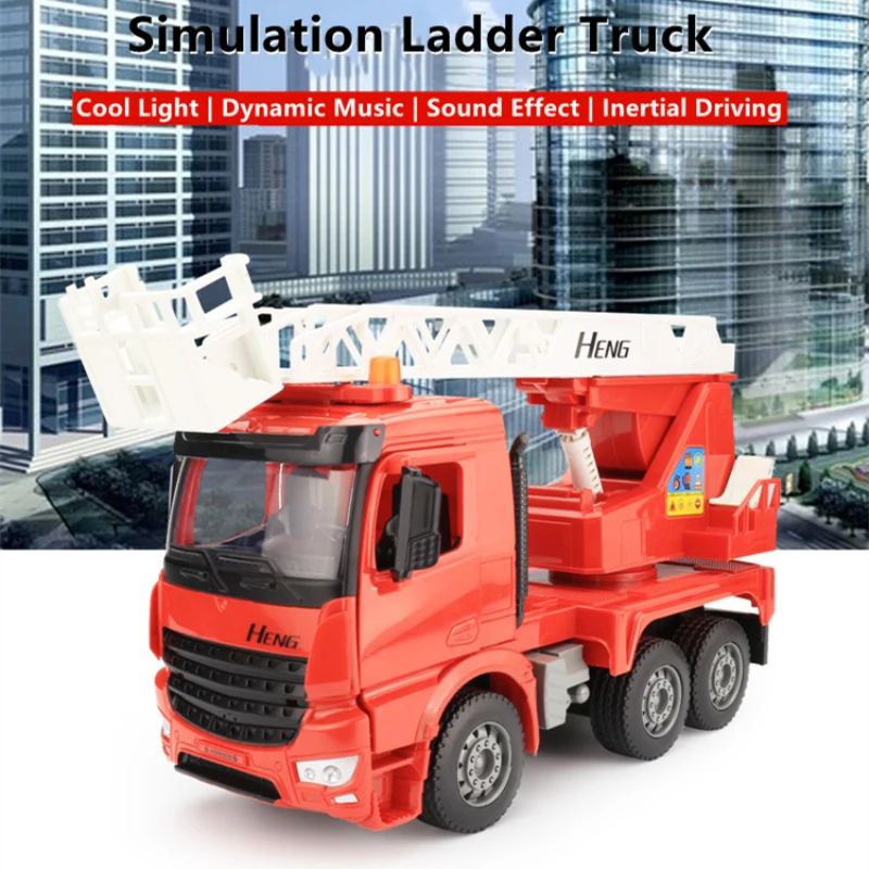 

Highly Imitation Electric Ladder Rescue Truck 360 Degree Rotation Console Simulation Sound Dynamic Music Cool Warning Light Toy