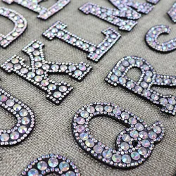 1PCS A-Z Rhinestone Patches English Letter Applique 3D Iron On Patches For Clothes Bag letters DIY Patch