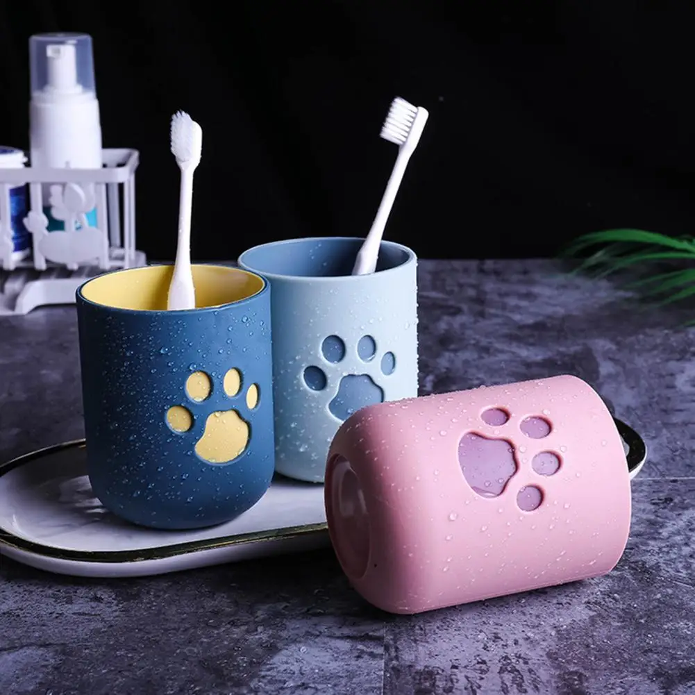 Toothbrush Tumbler Cup Holder PP Cartoon Cat Puppy Kitty Claw Wash Mouth Couples Cup Brushing Mouthwash Cup Bathroom Accessories