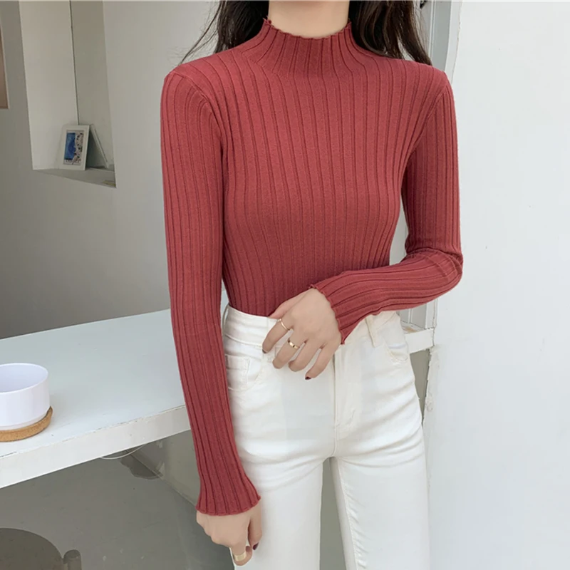 2024 Sweater Women\'s Fashion Autumn Slim-fit Turtleneck Sweater Soft Solid Slim Pullovers Female All-match Knitted Sweaters