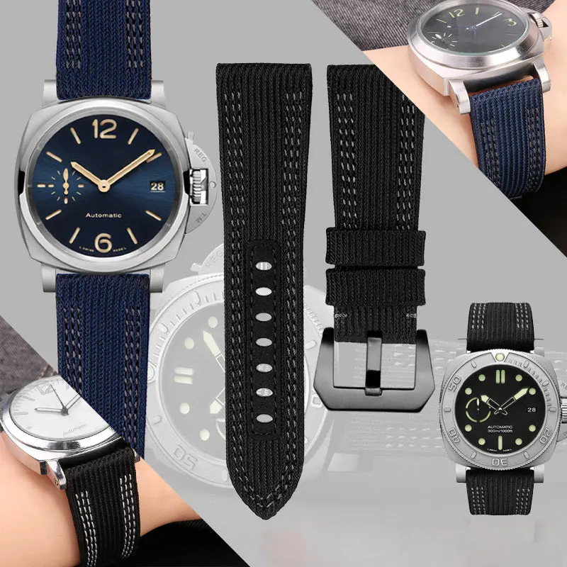 

Nylon Leather Watchband for Panerai pam00984 985 fat sea canvas men's watch strap 24mm 26mm wristband watch chain accessories