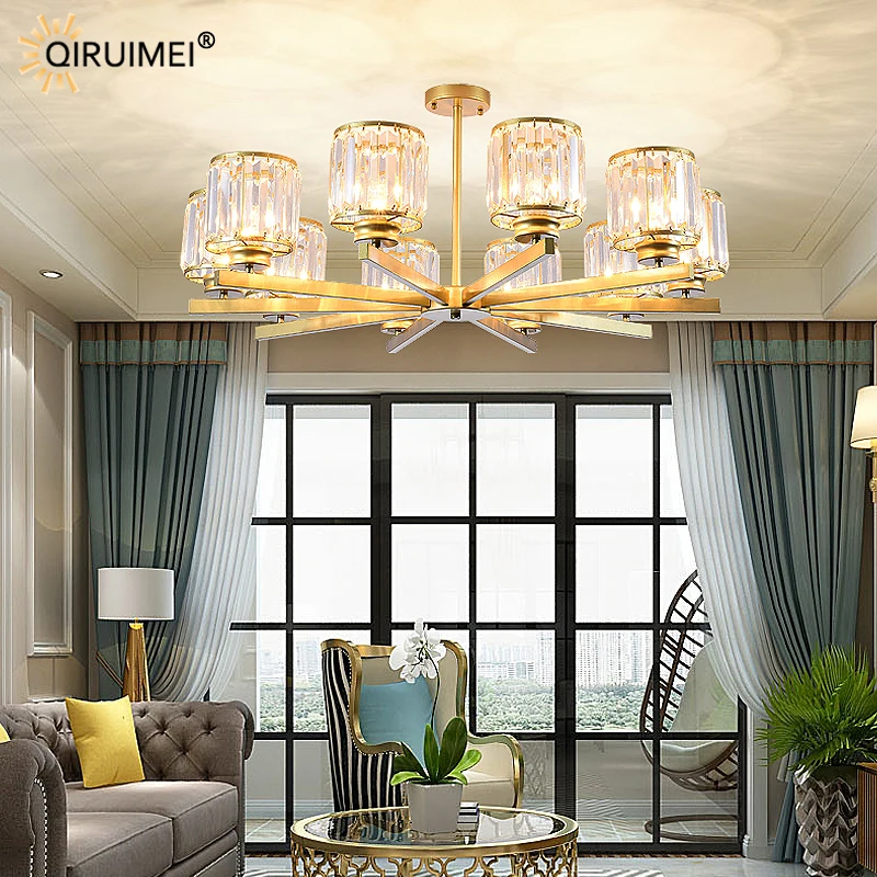 

New Nordic Modern LED Chandelier Lights Indoor Lighting For Living Dining Room Bedroom Home Crystal Iron Lamps Dimming Fixtures