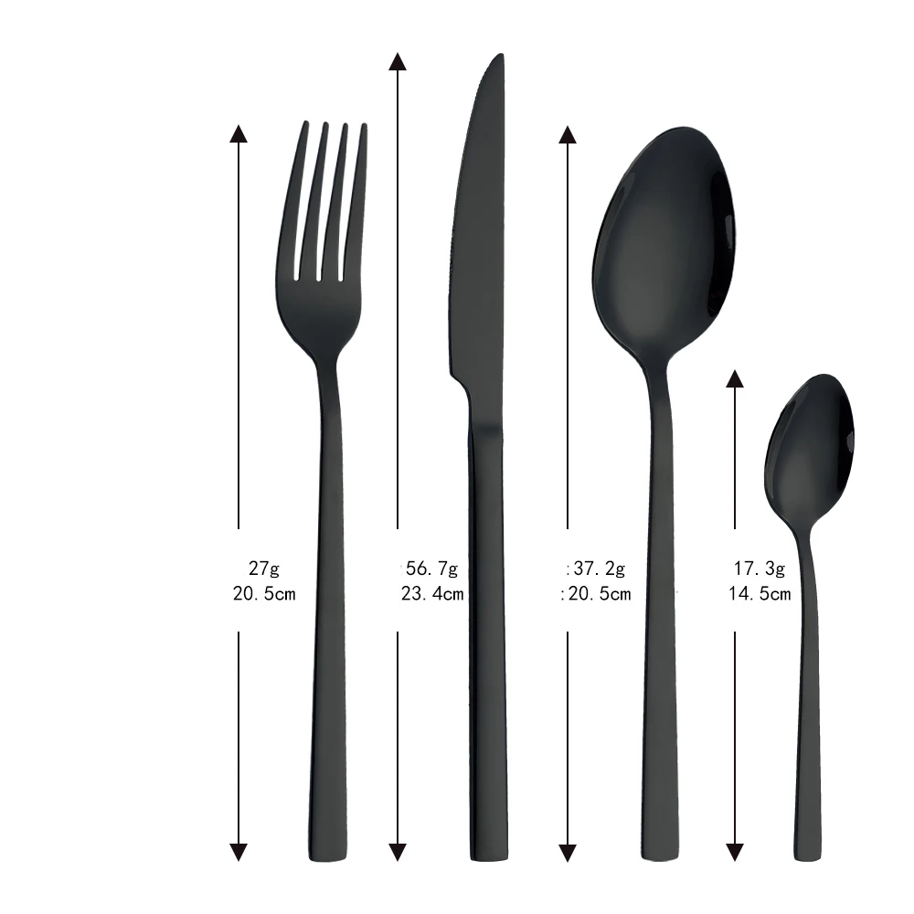 Cutlery Set Black Stainless Steel Tableware Set 16 Pieces Forks Knives Spoons Dinnerware Set Black Complete Freeshipping