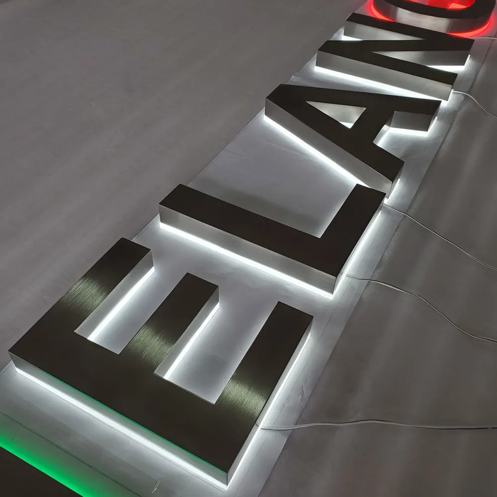 Buatan Tangan Brushed Led Channel Letter Warna-warni Lampu Etalase Toko