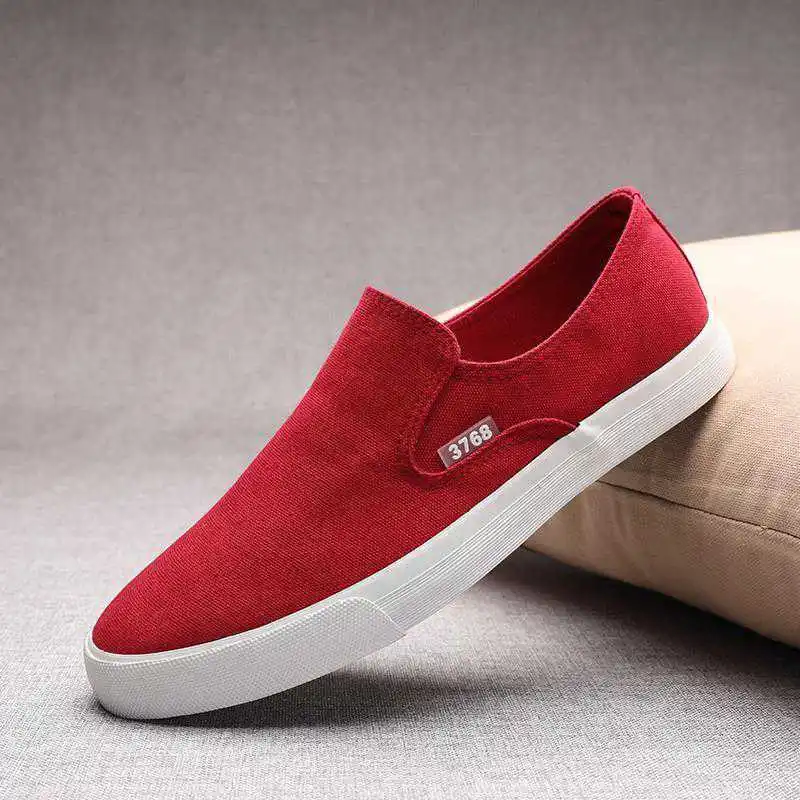 Spring Men\'s Flat Casual Shoes Male Breathable Comfortable Slip-On Canvas Shoes Fashion Soft Shoes Lazy Shoes Sneakers 4 Colors