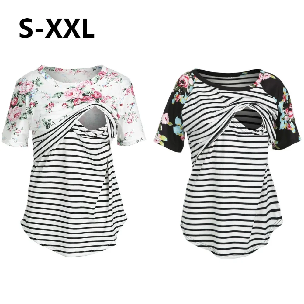 

Summer Women Pregnant Maternity Nursing T Shirts Breastfeeding Short Sleeve Shirt Tee Tops Maternity Casual Plus size Clothes