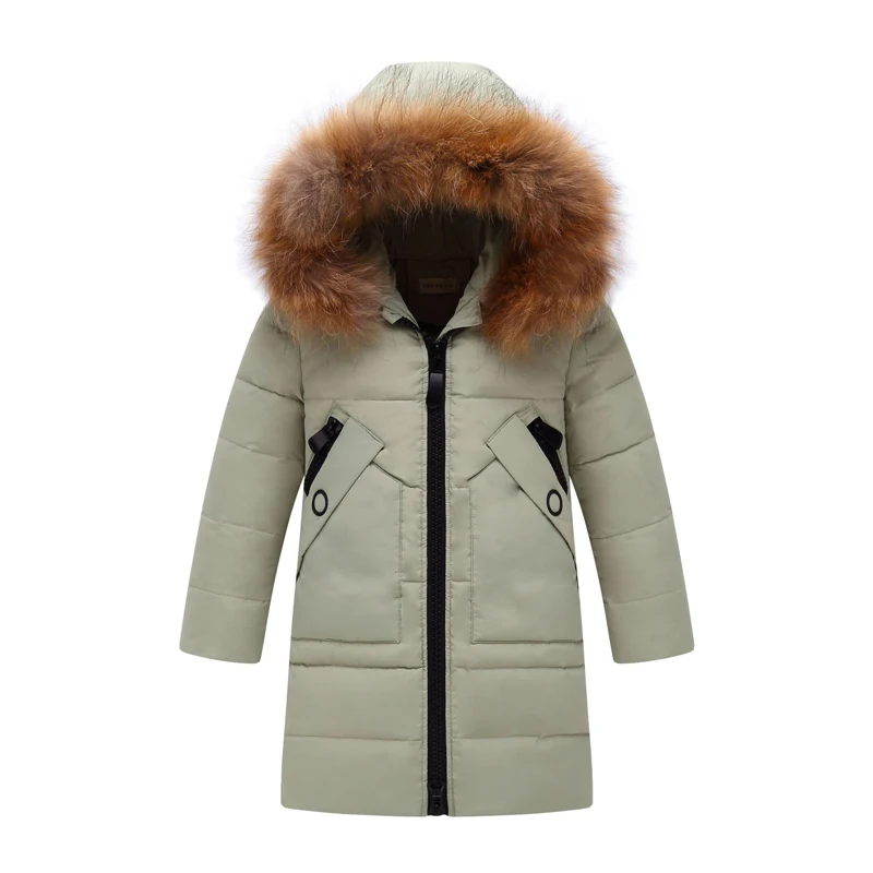 -30 degrees 2020 children\'s Winter Down Jacket for Girls Clothes  Outdoor hooded coat Kids duck down real fur clothing