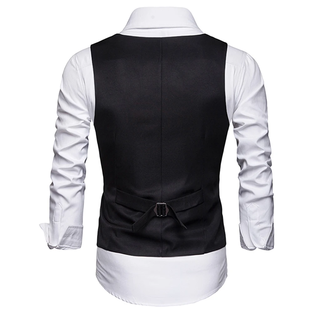 Plus Size Formal Men Solid Color Suit Vest Single Breasted Business Waistcoat