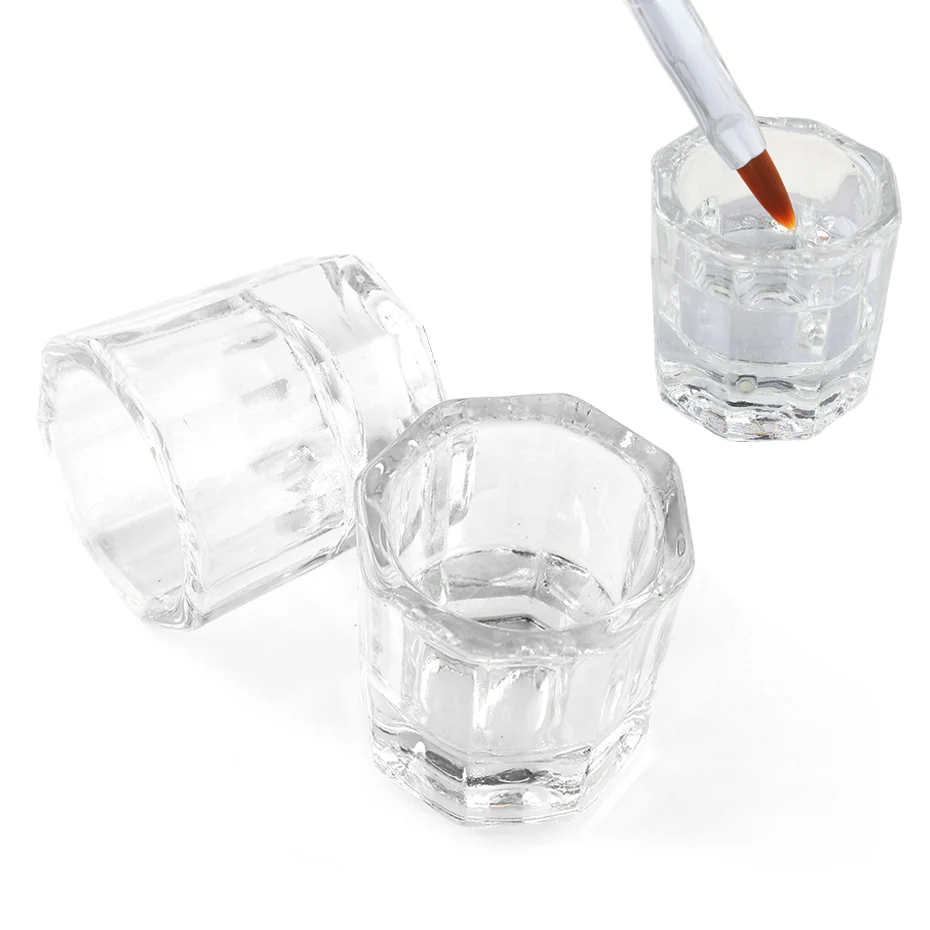 1pcs Nail Crystal Glass Nail Cup Acrylic Liquid Dappen Dish Clear Bowl Nail Powder Holder Container Equipment  Tools