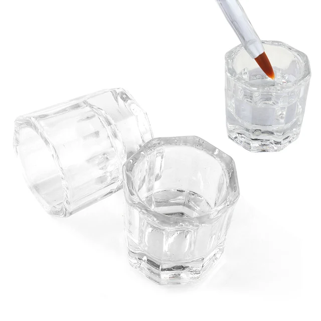 1szt Nail Crystal Glass Nail Cup Acrylic Liquid Dappen Dish Clear Bowl Nail Powder Holder Container Equipment Tools