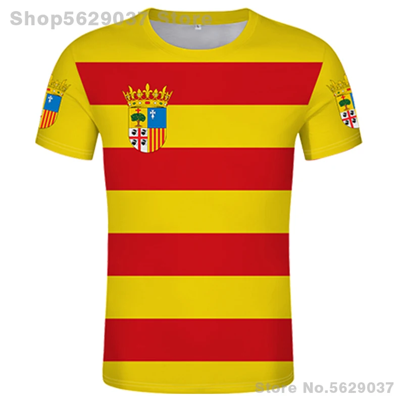 Aragon Shirt Free Custom Made Name Number Zaragoza T-shirt Print Text Word Teruel Huesca Spain Alagon Spanish Black Blue Clothes