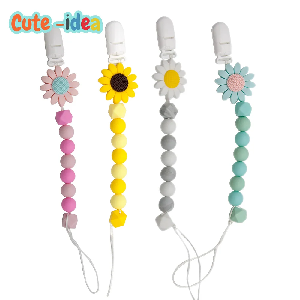 Cute-idea 1pcs Baby Silicone Sunflower beads Necklace Food Grade Baby Teething beads DIY Nursing Bracelet Pacifier Chain Toys