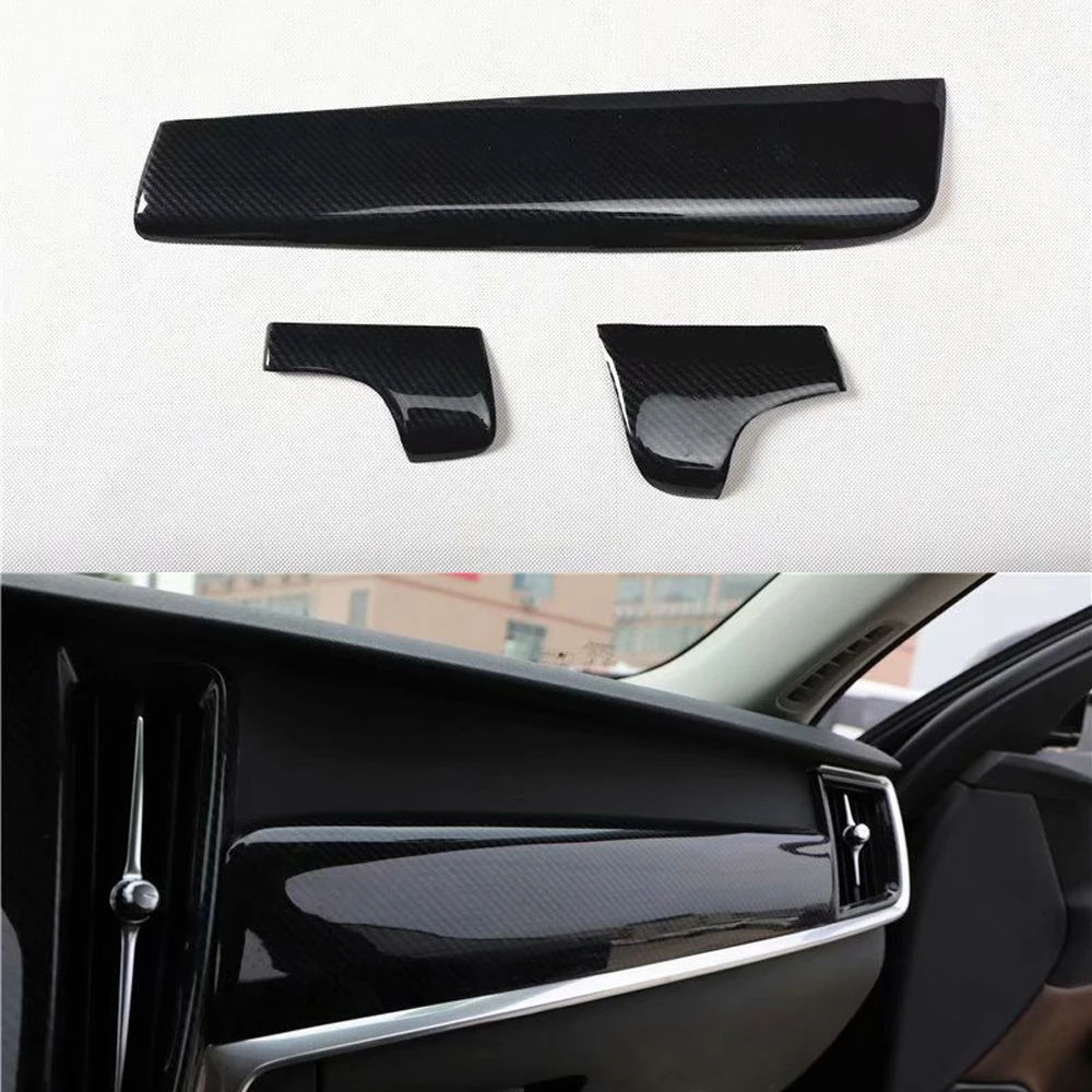 New Car Styling For Volvo S90 2016-2021 Left Hand Drive Dashboard Decoration Strips Trim Auto Moldings 3pcs