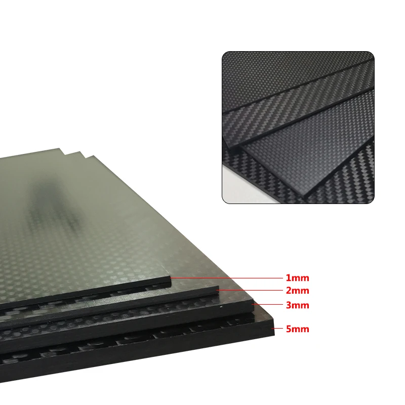 400x500mm Thickness 1 1.5 2 2.5 3 4 5 6 8 10mm Full 3K Carbon Fiber Plate Board Sheet For RC Model  Plain Twill