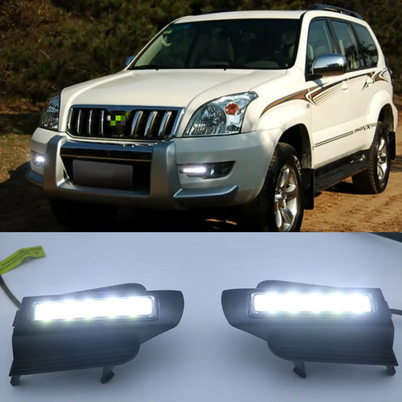 Car Led Drl for Toyota Prado 120 LC120 GRJ120 2002~2010 Daytime Running Light Front Bumper Driving Fog Lamp Daylight Headlight