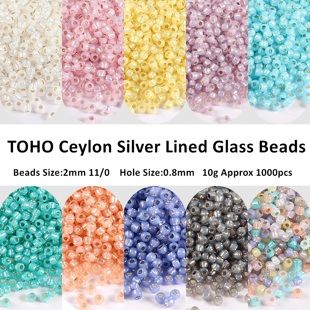 

1000Pcs 2mm 11/0 Toho Round Glass Beads Japanese Ceylon Silver Lined Seed Bead For Jewelry Making Necklace Bracelet Diy Supplies