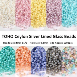 1000Pcs 2mm 11/0 Toho Round Glass Beads Japanese Ceylon Silver Lined Seed Bead For Jewelry Making Necklace Bracelet Diy Supplies